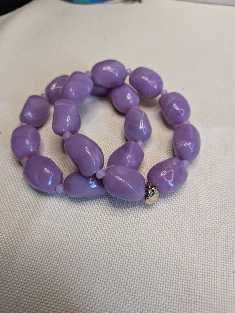 J.Crew Jelly Bean Lavender Pebble Stretch Bracelets (Set of 2)